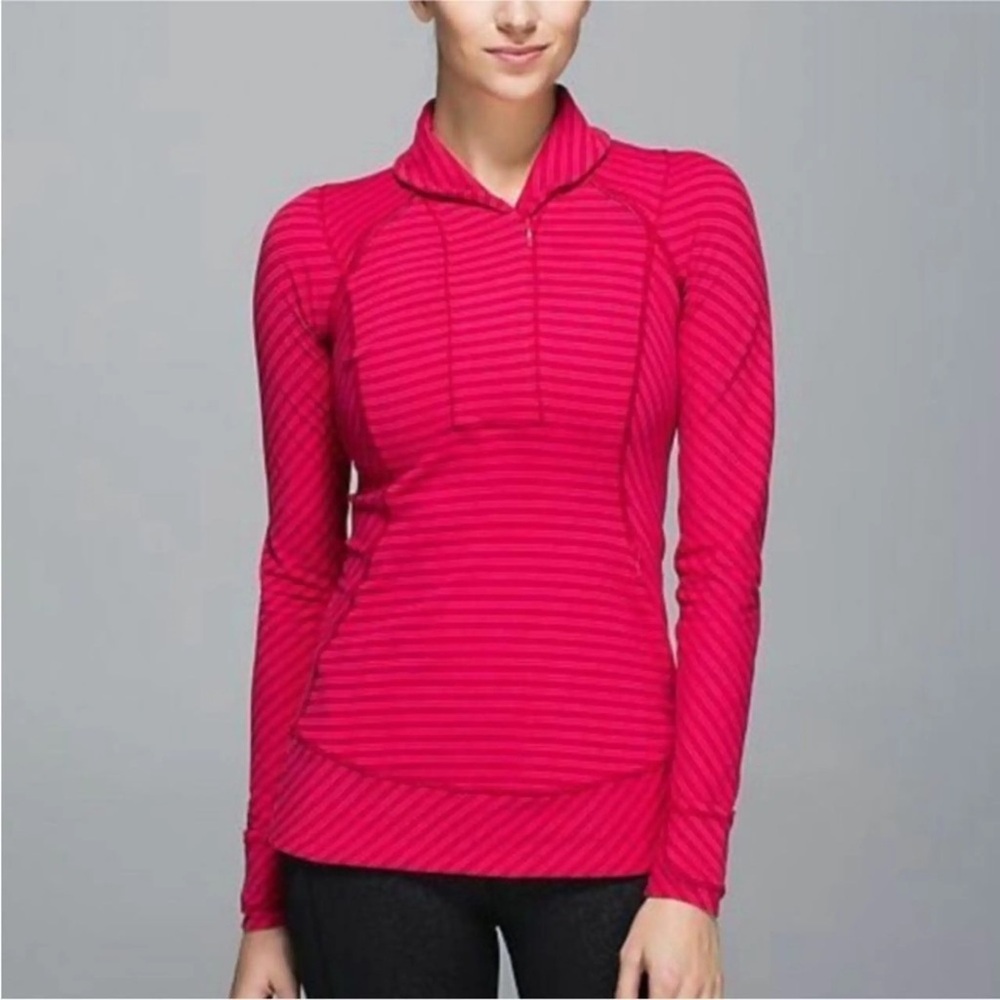 Lululemon Athletica Vintage Think Fast Double Trouble Stripe Deepest Cranberry